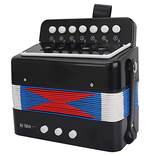 NIZUUONE Lernkinder Akkordeonspielzeug mit 7 Schlüssel und 2 Bass, Entwickeln Musikalisches Talent und Rhythmus, Ideale Größe für Kleine Hände, (Black) von NIZUUONE