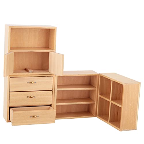 NIZUUONE Mini Wood Cabinet Möbel Spielzeug Umweltfreundlich Dauerhafte Puppen-Wohndekoration für Emaille Buch Weiß Geeignet (Holzfarbe) von NIZUUONE