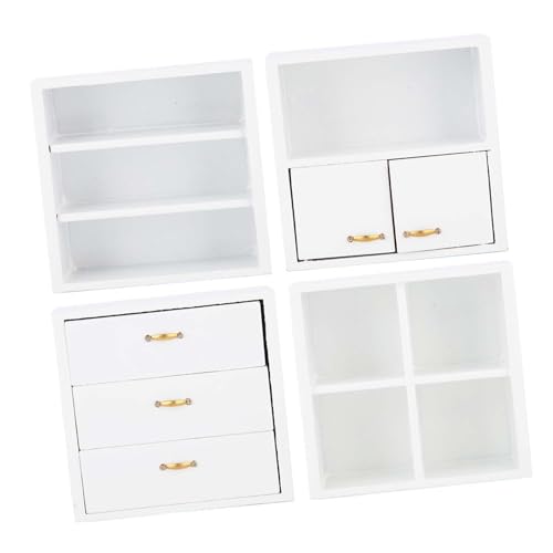 NIZUUONE Mini Wood Cabinet Möbel Spielzeug Umweltfreundlich Dauerhafte Puppen-Wohndekoration für Emaille Buch Weiß Geeignet (White) von NIZUUONE