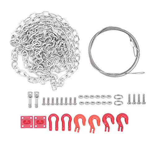 NIZUUONE RC -Auto Universal Schnalle Anhängerkette Kette Set, Anhängerseil RC Modellauto -Zubehör für RC -Auto Axial SCX10 D90 CC01 Rotes Metall NIZUUONE RC -Auto Universal Schnalle Anhängerkette Kette Set, Anhängerseil RC Modellauto -Zubehör für RC -Auto Axial SCX10 D90 CC01 Rotes Metall von NIZUUONE
