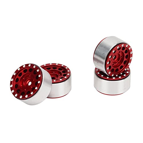 NIZUUONE RC Beadlock - 4pcs Aluminiumlegierung RC -Rad Hubs Rims für 1/18 Axial SCX24 1/24 Cars mit Verbesserter Stabilität Einfach Installation (Rot) von NIZUUONE