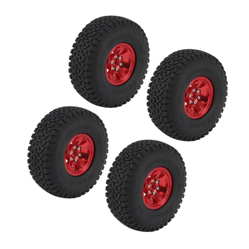NIZUUONE RC-Crawler-Reifen, Langlebig, Aluminiumlegierung, Gummi, 110 Mm, SCX10, RBX10 1 10, 4er-Set (Rot) von NIZUUONE