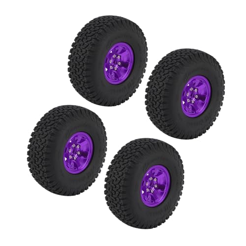 NIZUUONE RC-Crawler-Reifen, Langlebig, Aluminiumlegierung, Gummi, 110 Mm, SCX10, RBX10 1 10, 4er-Set (violett) von NIZUUONE