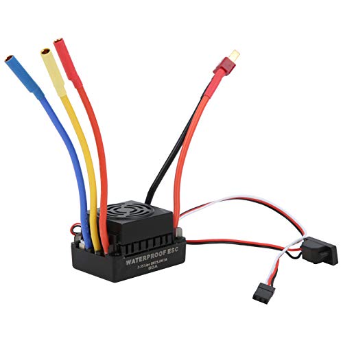NIZUUONE wasserdichte Bürstenlose 60A ESC Elektrische Geschwindigkeit Controller für SCX10 1/10 RC -Automodell, Verbesserte Gasreaktion, Rennen für Alle Umstände, Schwarz (T-Stecker) von NIZUUONE