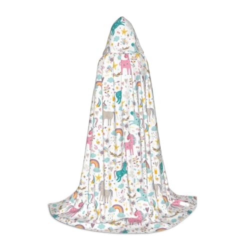 Einhörner rosa Druck Teenager Kinder und Erwachsene Kapuzenumhang Zauberer Gothic Robe Karneval Halloween Cosplay von NImongt