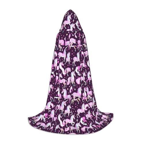 Einhörner rosa Druck Teenager Kinder und Erwachsene Kapuzenumhang Zauberer Gothic Robe Karneval Halloween Cosplay von NImongt