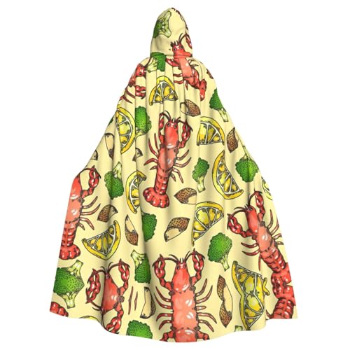 Halloween-Kapuzenumhang mit Hummer- und Zitronenmuster, bequem, für Erwachsene, volle Länge, für mittelalterliche Cosplay-Kostüme Halloween-Kapuzenumhang mit Hummer- und Zitronenmuster, bequem, für Erwachsene, volle Länge, für mittelalterliche Cosplay-Kostüme von NImongt