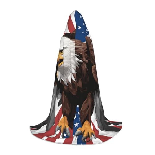 NImongt Adler mit USA-Flagge, Aufdruck, Teenager, Kinder und Erwachsene, Kapuzenumhang, Zauberer, Gothic, Karneval, Halloween, Cosplay von NImongt