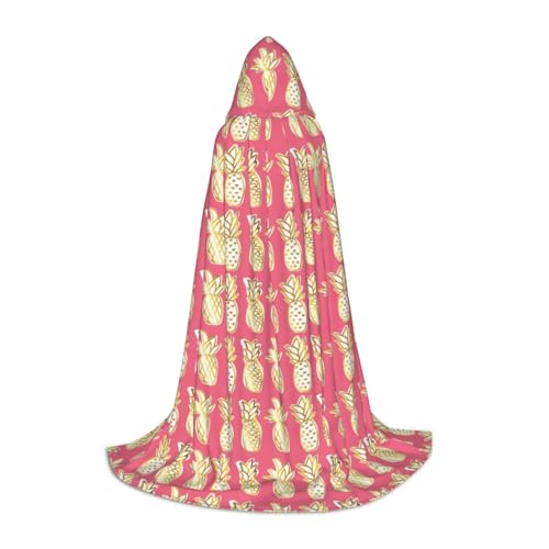 NImongt Ananas-Druck, Teenager, Kinder und Erwachsene, Kapuzenumhang, Zauberer, Gothic, Robe, Karneval, Halloween, Cosplay von NImongt