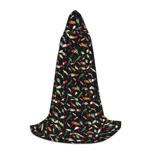 NImongt Angelköder Druck Teenager Kinder und Erwachsene Kapuzenumhang Zauberer Gothic Robe Karneval Halloween Cosplay von NImongt