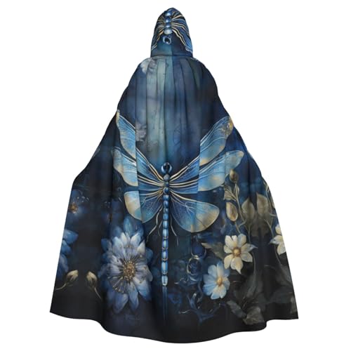 NImongt Art-Blauer Libellen-Druck, Halloween, mit Kapuze, bequemer Umhang für Erwachsene, volle Länge, für mittelalterliche Cosplay-Kostüme NImongt Art-Blauer Libellen-Druck, Halloween, mit Kapuze, bequemer Umhang für Erwachsene, volle Länge, für mittelalterliche Cosplay-Kostüme von NImongt