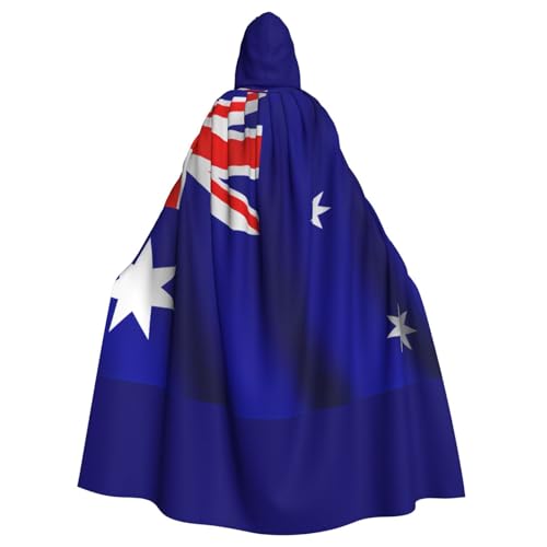 NImongt Australischer Flaggen-Druck, Halloween, mit Kapuze, bequemer Umhang für Erwachsene, volle Länge, für mittelalterliche Cosplay-Kostüme von NImongt