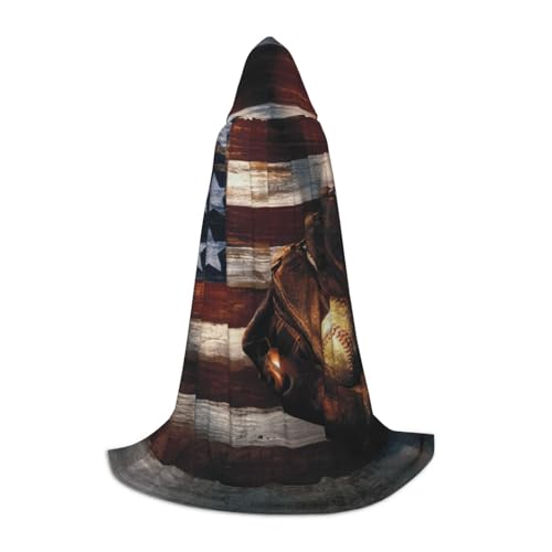 NImongt Baseball-Druck mit amerikanischer Flagge, Teenager, Kinder und Erwachsene, Kapuzenumhang, Zauberer, Gothic, Karneval, Halloween, Cosplay von NImongt