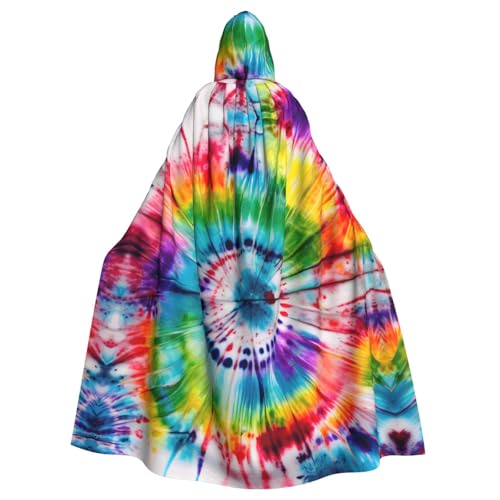 NImongt Batik-Hippie-Druck, Halloween, mit Kapuze, bequemer Umhang für Erwachsene, volle Länge, für mittelalterliche Cosplay-Kostüme von NImongt