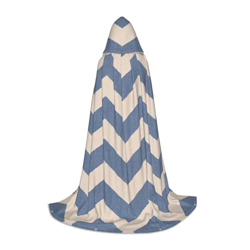 NImongt Blau-beigefarbener gestreifter Umhang für Teenager und Erwachsene mit Kapuze, Zauberer, Gothic, Karneval, Halloween, Cosplay von NImongt