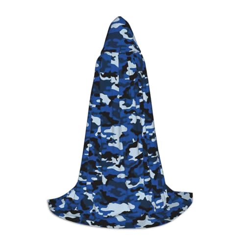 NImongt Blauer Camouflage-Aufdruck, für Teenager und Erwachsene, Kapuzenumhang, Zauberer, Gothic, Karneval, Halloween, Cosplay von NImongt
