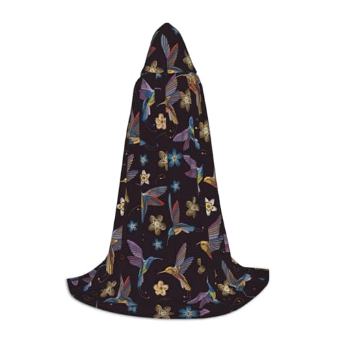 NImongt Blumen-Kolibri-Stickerei-Druck, Teenager, Kinder und Erwachsene, Kapuzenumhang, Zauberer, Gothic, Robe, Karneval, Halloween, Cosplay NImongt Blumen-Kolibri-Stickerei-Druck, Teenager, Kinder und Erwachsene, Kapuzenumhang, Zauberer, Gothic, Robe, Karneval, Halloween, Cosplay von NImongt