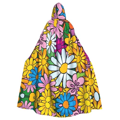 NImongt Cartoon-Umhang mit süßem Blumendruck, Halloween, mit Kapuze, bequem, für Erwachsene, volle Länge, für mittelalterliche Cosplay-Kostüme NImongt Cartoon-Umhang mit süßem Blumendruck, Halloween, mit Kapuze, bequem, für Erwachsene, volle Länge, für mittelalterliche Cosplay-Kostüme von NImongt