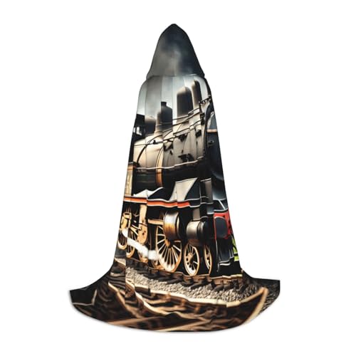 NImongt Dampflokomotive Zugdruck Teenager Kinder und Erwachsene Kapuzenumhang Zauberer Gothic Robe Karneval Halloween Cosplay von NImongt