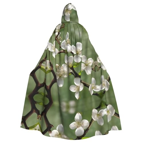 NImongt Frühlings-Hartriegelblüten-Druck, Halloween, mit Kapuze, bequemer Umhang für Erwachsene, volle Länge, für mittelalterliche Cosplay-Kostüme von NImongt