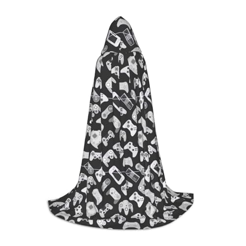 NImongt Game-Controller-Druck, Teenager, Kinder und Erwachsene, Kapuzenumhang, Zauberer, Gothic, Robe, Karneval, Halloween, Cosplay von NImongt