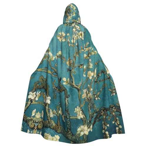 NImongt Gemälde, Mandelblüten-Druck, Halloween, mit Kapuze, bequemer Umhang für Erwachsene, volle Länge, für mittelalterliche Cosplay-Kostüme NImongt Gemälde, Mandelblüten-Druck, Halloween, mit Kapuze, bequemer Umhang für Erwachsene, volle Länge, für mittelalterliche Cosplay-Kostüme von NImongt
