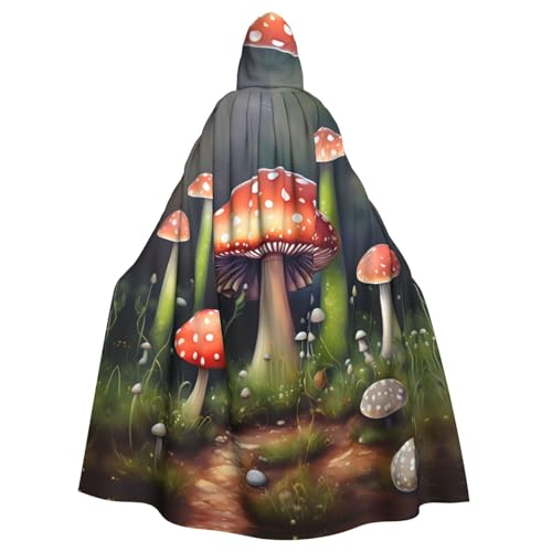 NImongt Gemälde-Pilz-Druck, Halloween, mit Kapuze, bequemer Umhang für Erwachsene, volle Länge, für mittelalterliche Cosplay-Kostüme von NImongt