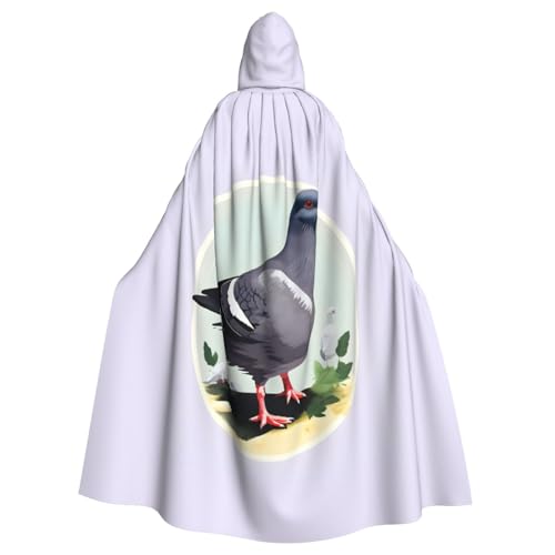 NImongt Grauer Tauben-Druck, Halloween, mit Kapuze, bequemer Umhang für Erwachsene, volle Länge, für mittelalterliche Cosplay-Kostüme NImongt Grauer Tauben-Druck, Halloween, mit Kapuze, bequemer Umhang für Erwachsene, volle Länge, für mittelalterliche Cosplay-Kostüme von NImongt