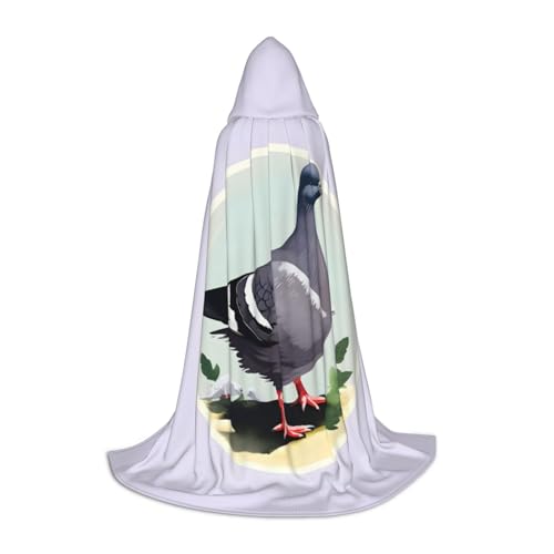 NImongt Grauer Taubenaufdruck, Teenager, Kinder und Erwachsene, Kapuzenumhang, Zauberer, Gothic, Robe, Karneval, Halloween, Cosplay von NImongt