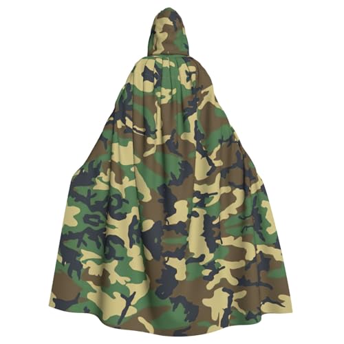 NImongt Grüner Militär-Camouflage-Druck, Halloween, mit Kapuze, bequemer Umhang für Erwachsene, volle Länge, für mittelalterliche Cosplay-Kostüme von NImongt