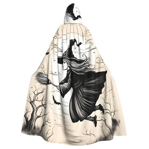 NImongt Halloween Hexe fliegender Druck Halloween Kapuze bequemer Umhang Erwachsene volle Länge für mittelalterliche Cosplay-Kostüme von NImongt
