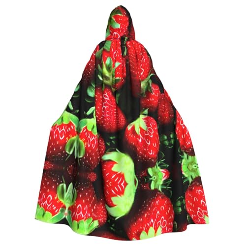 NImongt Halloween-Kapuzenumhang mit Erdbeermuster, bequem, für Erwachsene, volle Länge, für mittelalterliche Cosplay-Kostüme von NImongt