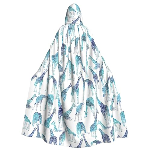 NImongt Halloween-Kapuzenumhang mit Giraffenmuster, bequem, für Erwachsene, volle Länge, für mittelalterliche Cosplay-Kostüme von NImongt