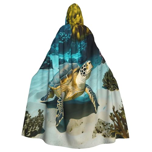 NImongt Halloween-Kapuzenumhang mit Meeresschildkrötenmuster, bequem, für Erwachsene, volle Länge, für mittelalterliche Cosplay-Kostüme von NImongt
