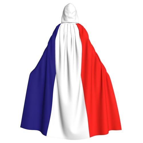 NImongt Halloween-Kapuzenumhang mit französischer Flagge, bequemer Umhang für Erwachsene, volle Länge, für mittelalterliche Cosplay-Kostüme von NImongt