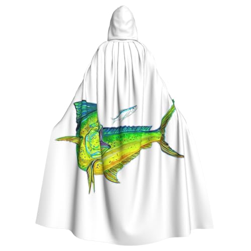 NImongt Halloween-Kapuzenumhang mit grünem Fischdruck, bequem, für Erwachsene, volle Länge, für mittelalterliche Cosplay-Kostüme NImongt Halloween-Kapuzenumhang mit grünem Fischdruck, bequem, für Erwachsene, volle Länge, für mittelalterliche Cosplay-Kostüme von NImongt