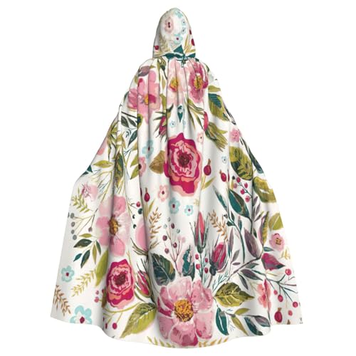 NImongt Halloween-Umhang mit Blumenblatt-Aufdruck, bequemer Umhang für Erwachsene, volle Länge, für mittelalterliche Cosplay-Kostüme von NImongt