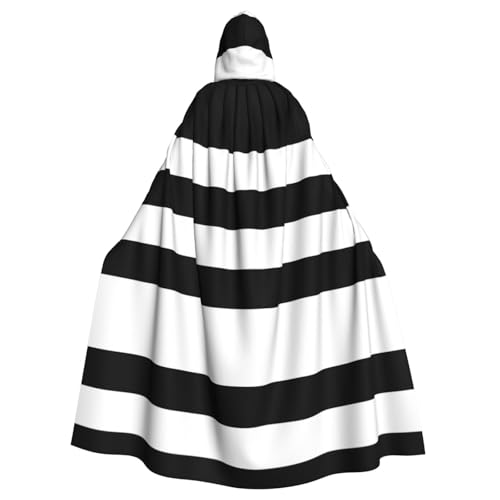 NImongt Halloween-Umhang mit Kapuze, gestreift, Schwarz / Weiß, bequem, für Erwachsene, für mittelalterliche Cosplay-Kostüme NImongt Halloween-Umhang mit Kapuze, gestreift, Schwarz / Weiß, bequem, für Erwachsene, für mittelalterliche Cosplay-Kostüme von NImongt