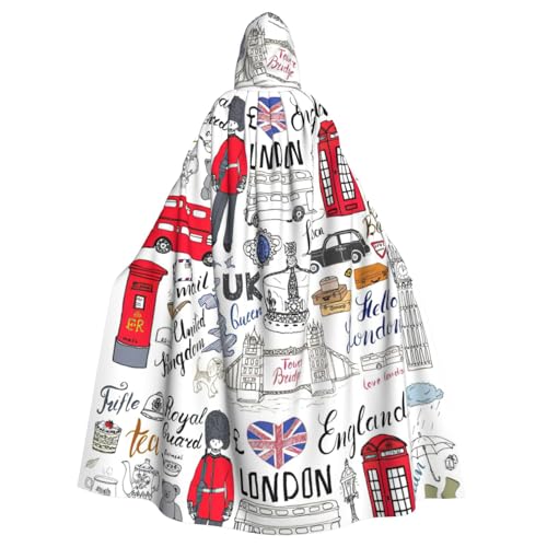 NImongt Halloween-Umhang mit Kapuze "I Love London", bequem, für Erwachsene, für mittelalterliche Cosplay-Kostüme NImongt Halloween-Umhang mit Kapuze "I Love London", bequem, für Erwachsene, für mittelalterliche Cosplay-Kostüme von NImongt