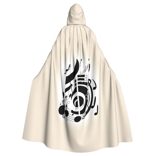 NImongt Halloween-Umhang mit Musiknoten-Druck, bequem, für Erwachsene, volle Länge, für mittelalterliche Cosplay-Kostüme von NImongt