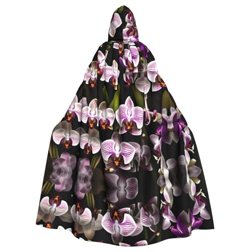 NImongt Halloween-Umhang mit Orchideen-Druck, bequem, für Erwachsene, volle Länge, für mittelalterliche Cosplay-Kostüme von NImongt