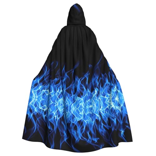 NImongt Halloween-Umhang mit blauer Flamme, bequem, für Erwachsene, volle Länge, für mittelalterliche Cosplay-Kostüme von NImongt