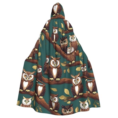 NImongt Halloween-Umhang mit magischem Eulen-Druck, bequem, für Erwachsene, volle Länge, für mittelalterliche Cosplay-Kostüme von NImongt