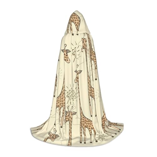 NImongt Handgezeichneter Giraffen-Druck, Teenager, Kinder und Erwachsene, Kapuzenumhang, Zauberer, Gothic, Robe, Karneval, Halloween, Cosplay von NImongt