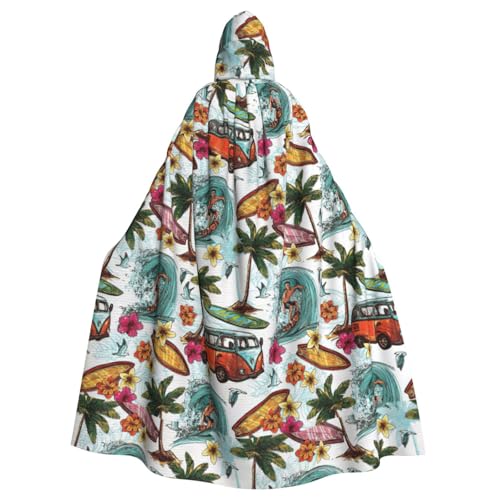 NImongt Hawaiianischer Surfer auf gewelltem Druck, Halloween, mit Kapuze, bequemer Umhang für Erwachsene, volle Länge, für mittelalterliche Cosplay-Kostüme NImongt Hawaiianischer Surfer auf gewelltem Druck, Halloween, mit Kapuze, bequemer Umhang für Erwachsene, volle Länge, für mittelalterliche Cosplay-Kostüme von NImongt