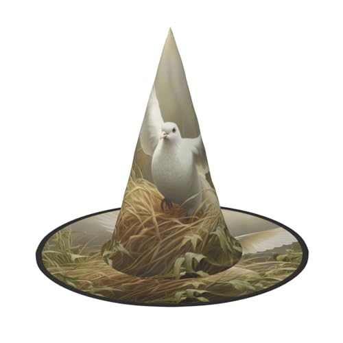 NImongt Hexenhut mit Gras- und Taubenaufdruck, Unisex, Halloween, für Teenager, Partys, Karneval und Cosplay-Kostüm NImongt Hexenhut mit Gras- und Taubenaufdruck, Unisex, Halloween, für Teenager, Partys, Karneval und Cosplay-Kostüm von NImongt