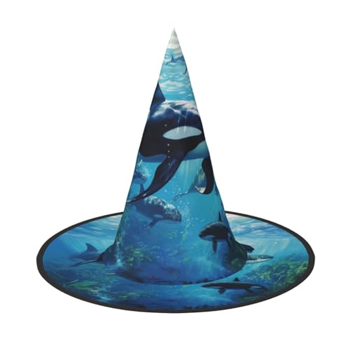 NImongt Hexenhut mit Killerwalen zum Schwimmen, Unisex, Halloween, für Teenager, Partys, Karneval und Cosplay-Kostüm NImongt Hexenhut mit Killerwalen zum Schwimmen, Unisex, Halloween, für Teenager, Partys, Karneval und Cosplay-Kostüm von NImongt