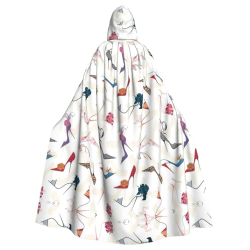 NImongt High Heel Schuhe Druck Halloween Kapuze Bequemer Umhang Erwachsene volle Länge für Mittelalter Cosplay Kostüme von NImongt