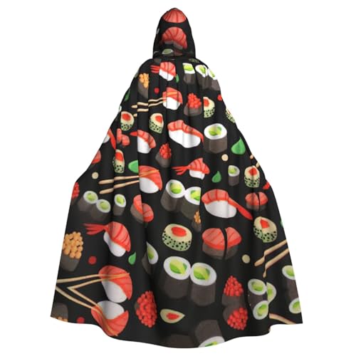 NImongt Japanischer Sushi-Garnelen-Druck, Halloween, mit Kapuze, bequemer Umhang für Erwachsene, volle Länge, für mittelalterliche Cosplay-Kostüme NImongt Japanischer Sushi-Garnelen-Druck, Halloween, mit Kapuze, bequemer Umhang für Erwachsene, volle Länge, für mittelalterliche Cosplay-Kostüme von NImongt