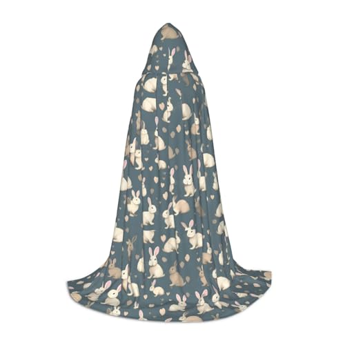 NImongt Kaninchen-Hintergrunddruck, Teenager, Kinder und Erwachsene, Kapuzenumhang, Zauberer, Gothic, Robe, Karneval, Halloween, Cosplay von NImongt